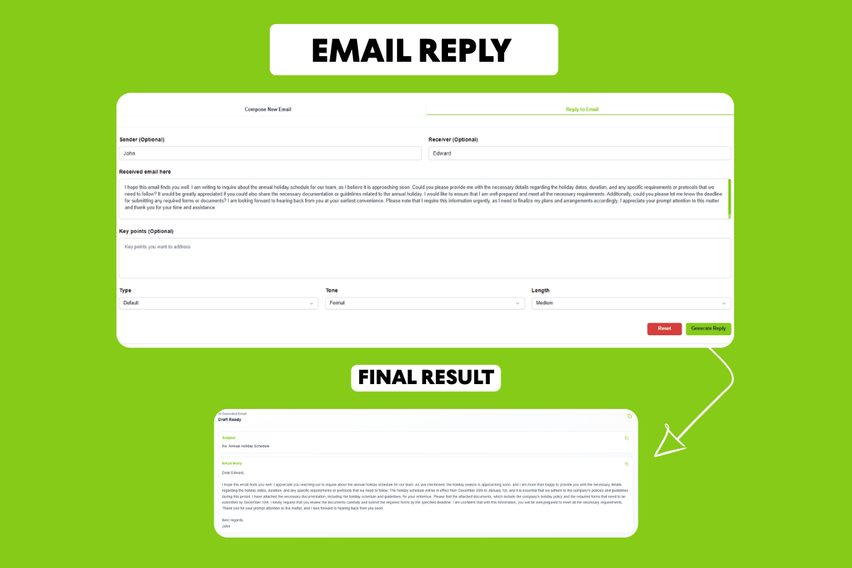 Smooli AI Email Reply Interface