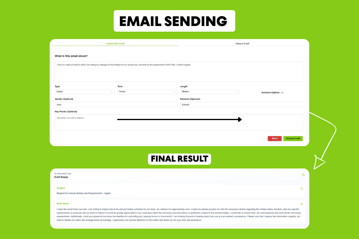 Smooli AI Email Sending Interface